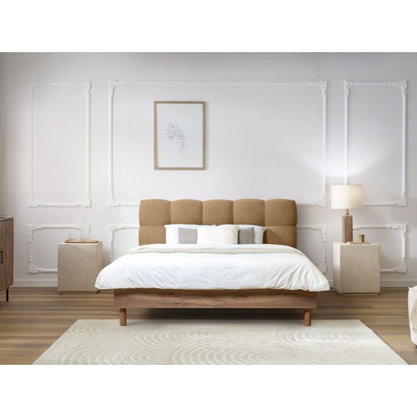 Letto matrimoniale imbottito beige rete inclusa 180x200 cm Kumo - Bobochic Paris-image-1