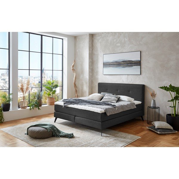 Letto boxspring color antracite 160x200 cm ANCONA – Meise Möbel-image-1