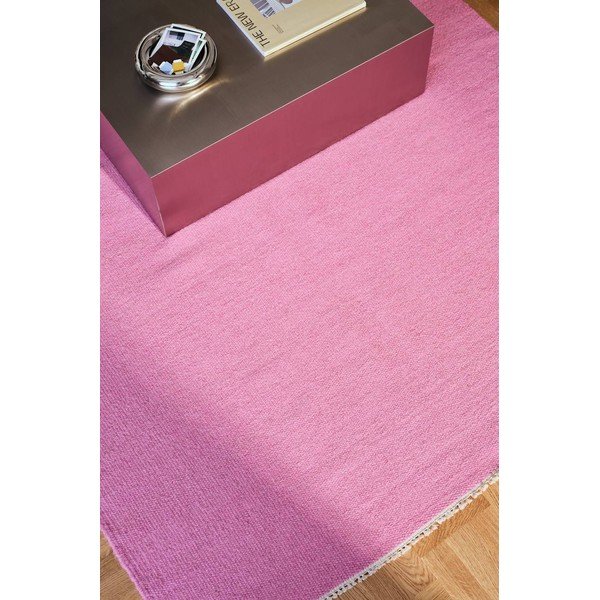 Tappeto rosa in misto lana tessuto a mano 160x230 cm Row – Jotex-image-1