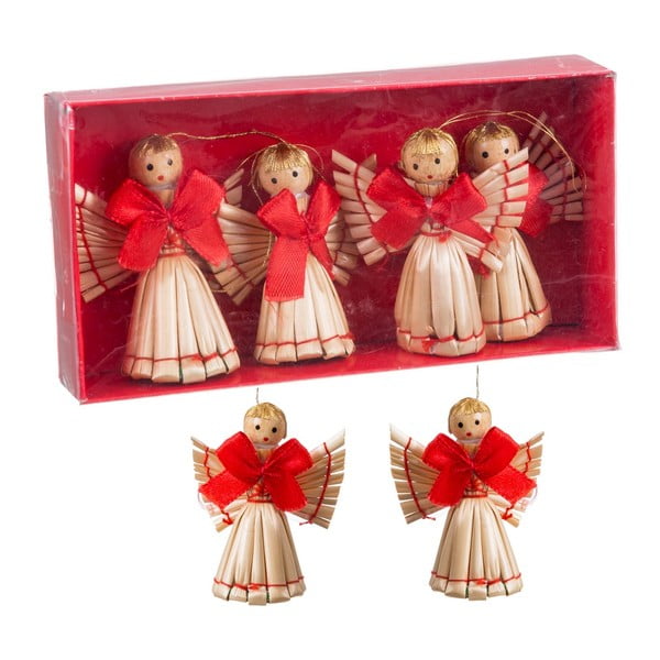 Decorazioni per albero di natale in set in paglia 4 pz 13,5 cm Angel – Casa Selección-image-1