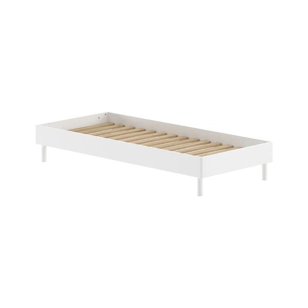 Letto singolo bianco in faggio massiccio senza testiera con rete inclusa 90x200 cm Forrest – Vipack