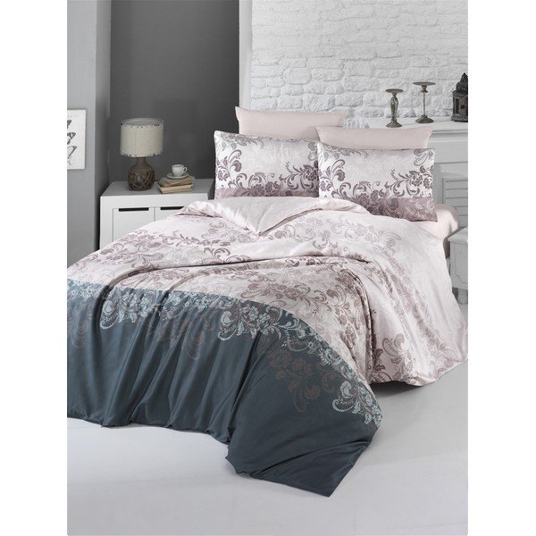 Biancheria da letto in cotone sateen marrone Victoria III, 200 x 200 cm Rina - Mijolnir