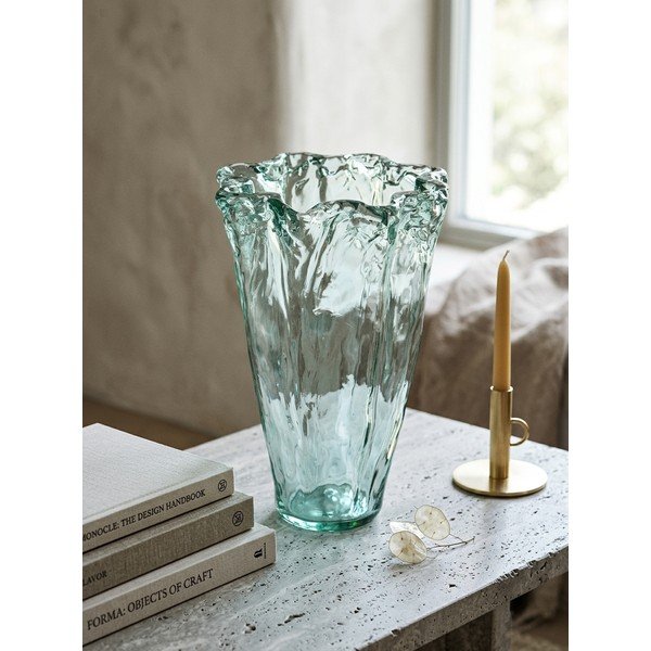Vaso blu in vetro riciclato (altezza totale 30 cm) Pandora – Ego Dekor-image-2