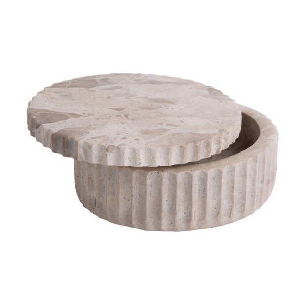 Scatola decorativa marrone chiaro in pietra ø 15x6 cm Marble – PT LIVING-image-3