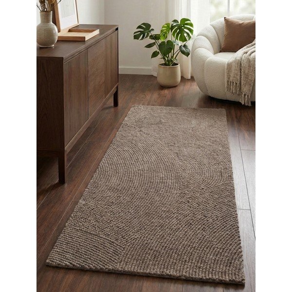 Passatoia grigio tortora in lana tessuta a mano 80x200 cm Calmio – Hanse Home-image-1