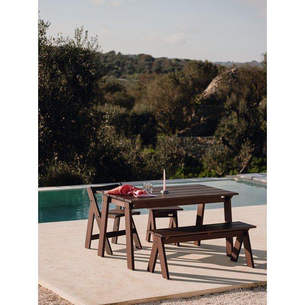 Panca da giardino marrone scuro in legno massiccio Navo – noo.ma-image-2