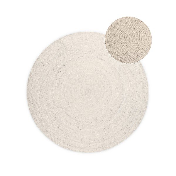 Tappeto rotondo color crema in iuta reversibile/tessuto a mano ø 100 cm Braided – Hanse Home