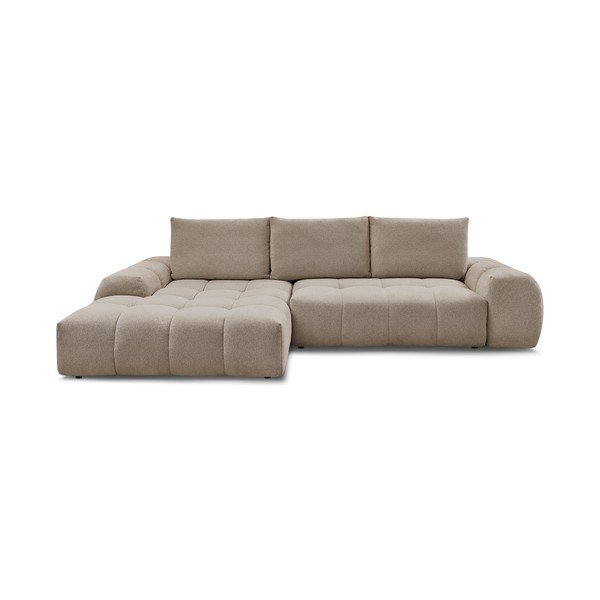 Divano angolare grigio tortora allungabile e con contenitore (penisola a sinistra/chaise lounge) con rivestimento in ciniglia Everest – Bobochic Paris