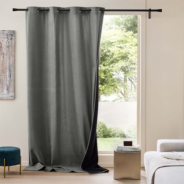 Tenda termoisolante color antracite in velluto a coste 140x260 cm Madison – douceur d'intérieur-image-1