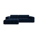 Divano angolare blu scuro (con penisola a sinistra/con chaise lounge) con rivestimento in velluto Chicago – Cosmopolitan Design