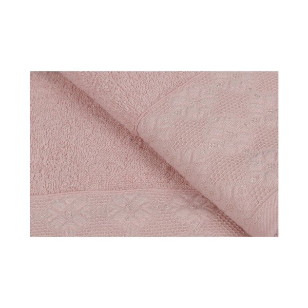 Set di 2 asciugamani in cotone rosa polveroso di Provenza, 50 x 90 cm - Soft Kiss-image-4