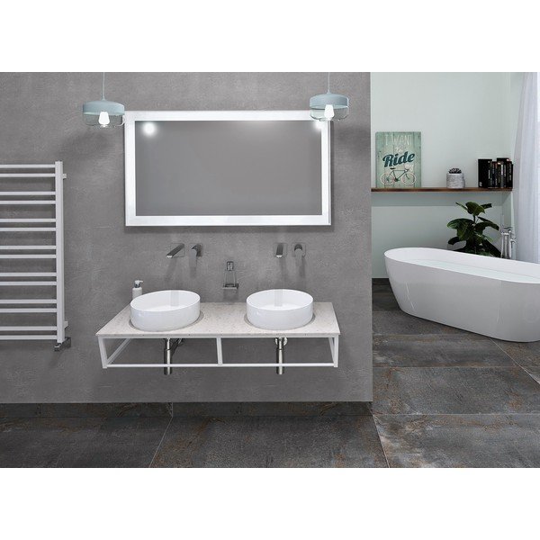 Scaffale da sotto lavabo bianco in acciaio da appendere 120x20 cm Ska – Sapho-image-1