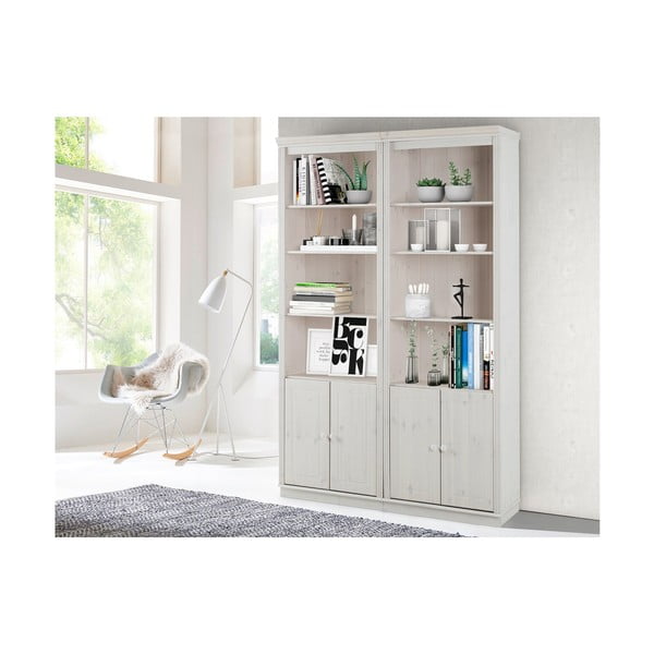 Libreria in legno di pino bianco 148x223 cm Anita - Støraa-image-3