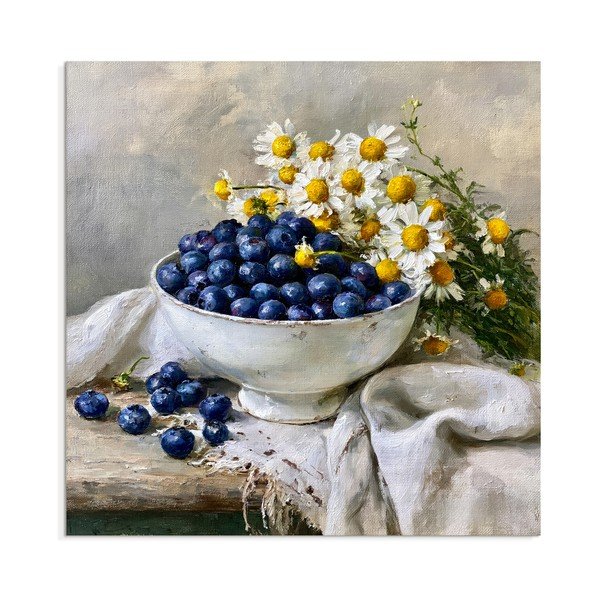 Dipinto stampato dipinto su tela 32x32 cm Blueberry Bowl – Styler