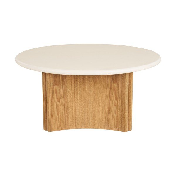 Tavolino da salotto rotondo bianco/di colore naturale con piano in cemento ø 80 cm Motril – House Nordic-image-3