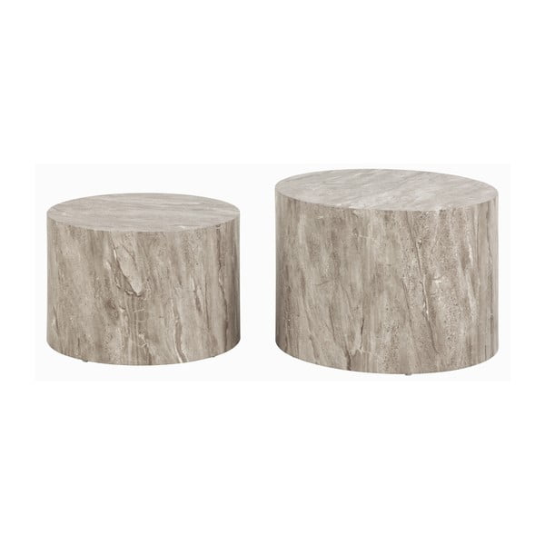 Tavolini rotondi grigi in pietra in set di 2 pezzi ø 58 cm Dice - Actona-image-4
