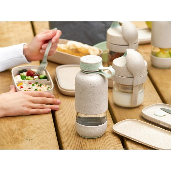 Bottiglia bottiglia da viaggio color crema in vetro 500 ml To Go Organic – Lékué-image-1