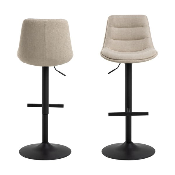 Sgabello da bar nero/beige con altezza regolabile (altezza della seduta 65 cm) Adisa – Actona-image-2