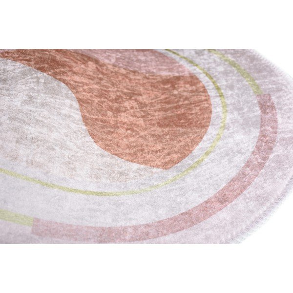 Tappeto rotondo lavabile in arancione e crema ø 120 cm Yuvarlak - Vitaus-image-2