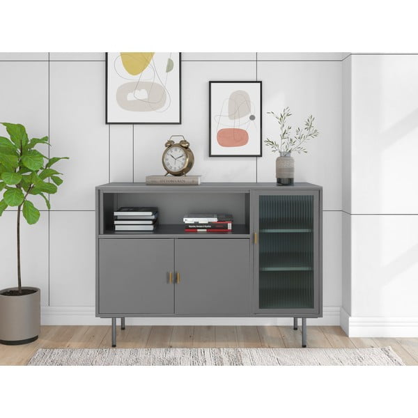 Vetrina grigia in metallo 104x80 cm Rosalie - Støraa-image-1