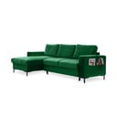 Divano letto angolare in velluto verde, angolo sinistro Lofty Lilly - Miuform