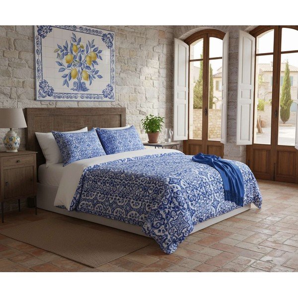 Set copripiumino e federa blu scuro per letto singolo 200x140 cm Linza – Mijolnir-image-1
