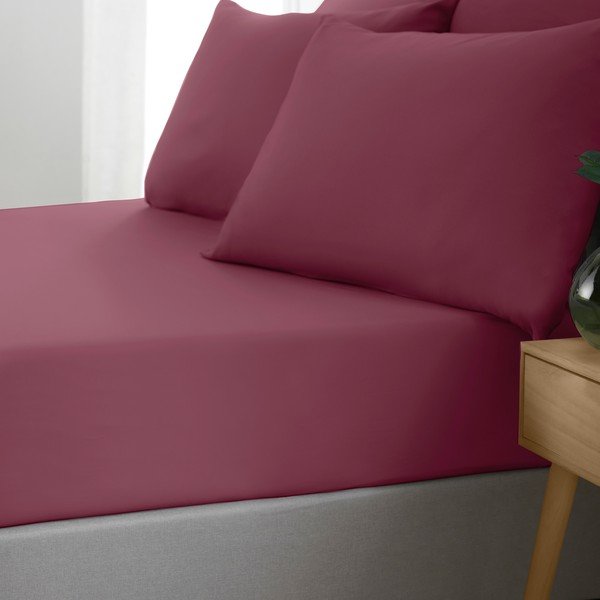 Lenzuolo con angoli burgundy 90x190 cm So Soft Non Iron – Catherine Lansfield-image-1