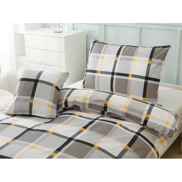 Biancheria da letto singola marrone e panna in microsatin 140x200 cm Henry - My House-image-1