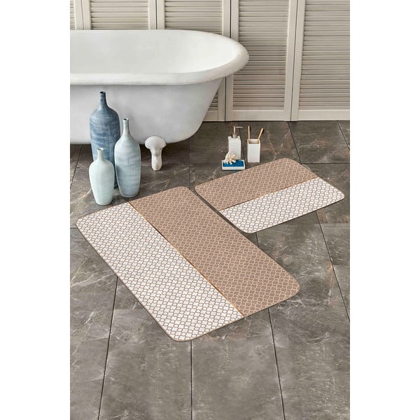 Tappeti da bagno beige in set da 2 100x60 cm - Minimalist Home World-image-3