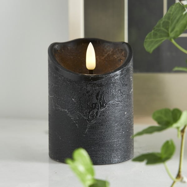 Candela LED in cera nera, altezza 10 cm Flamme Rustic - Star Trading-image-1
