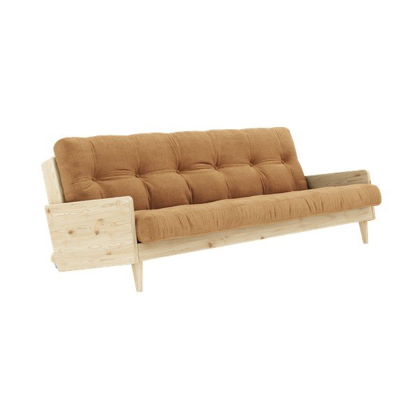 Divano letto in velluto a coste marrone senape 200 cm Indie - Karup Design-image-3