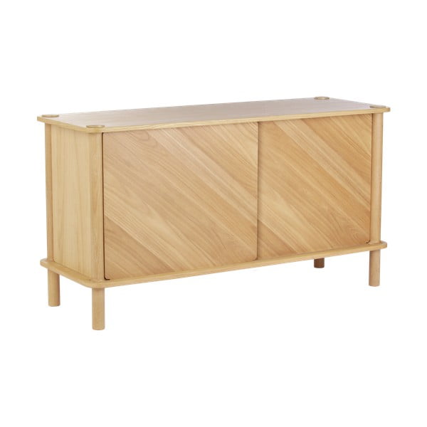 Cassettiera di colore naturale in rovere massiccio con ante scorrevoli 135x73,5x48 cm Italic – UMAGE-image-2