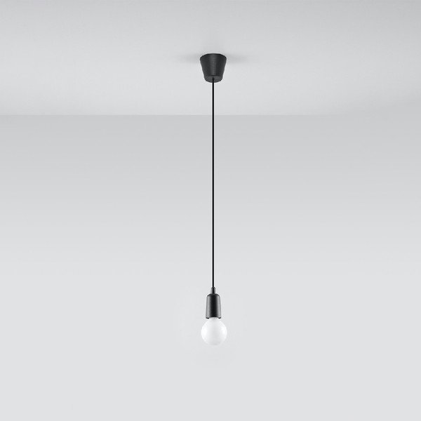 Lampada a sospensione nera 9x9 cm Rene - Sollux-image-2