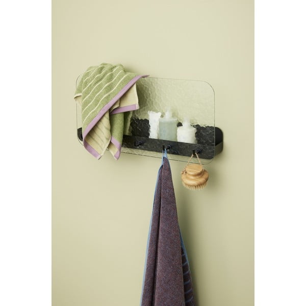 Appendiabiti da parete in metallo nero con ripiano Shack - Hübsch-image-1