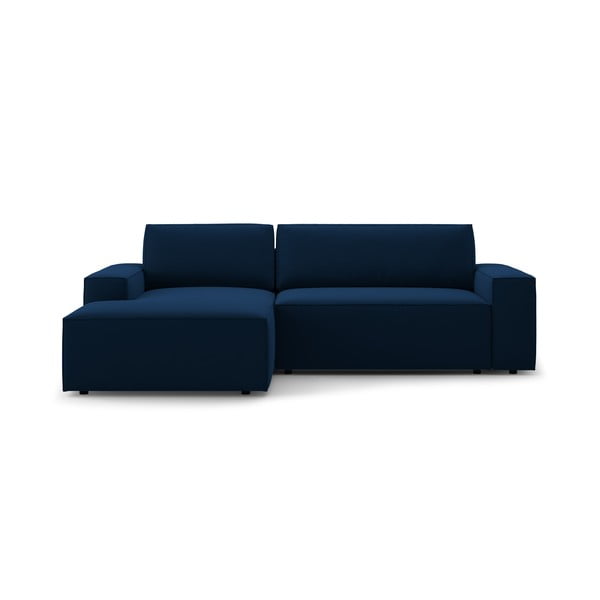 Divano letto angolare blu scuro in tessuto bouclé (angolo sinistro) Jodie - Micadoni Home