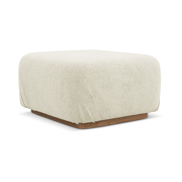 Poggiapiedi componibile color crema con rivestimento in bouclé Ailani – Makamii-image-2