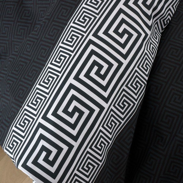 Biancheria da letto singola nera 135x200 cm Artemis Greek Key - Catherine Lansfield-image-4