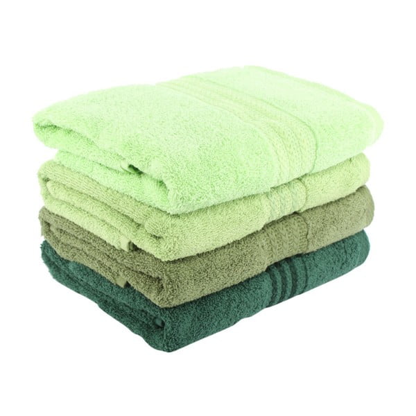 Set di 4 asciugamani in cotone verde, 50 x 90 cm - Foutastic-image-1