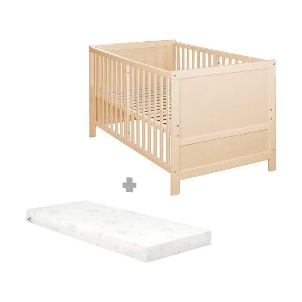 Lettino di colore naturale con sponde rimovibili e altezza regolabile 70x140 cm Easy Sleep – Roba