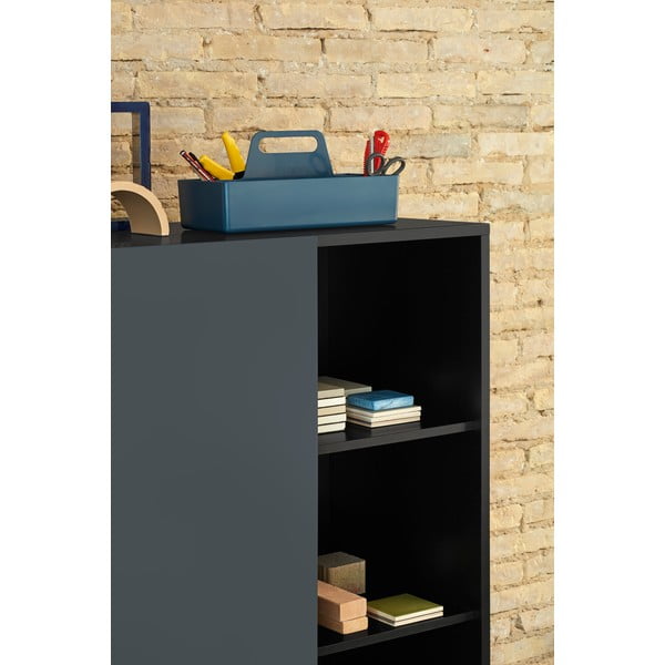 Cassettiera alta nero-antracite con ante scorrevoli 120x140 cm Nube - Teulat-image-1