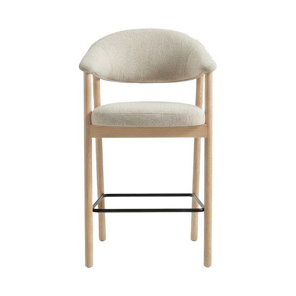 Sgabello da bar color crema/di colore naturale imbottito con braccioli (altezza della seduta 67 cm) Elk – Unique Furniture-image-1