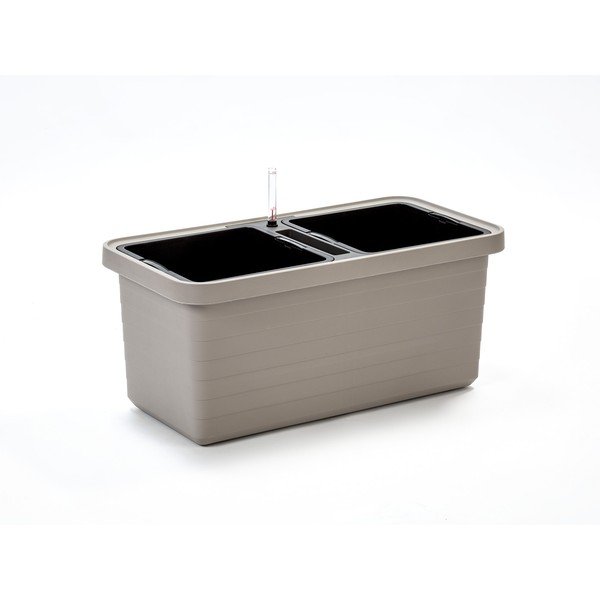 Cassetta doppia autoinnaffiante grigio-marrone, lunghezza 78 cm Berberis - Plastia