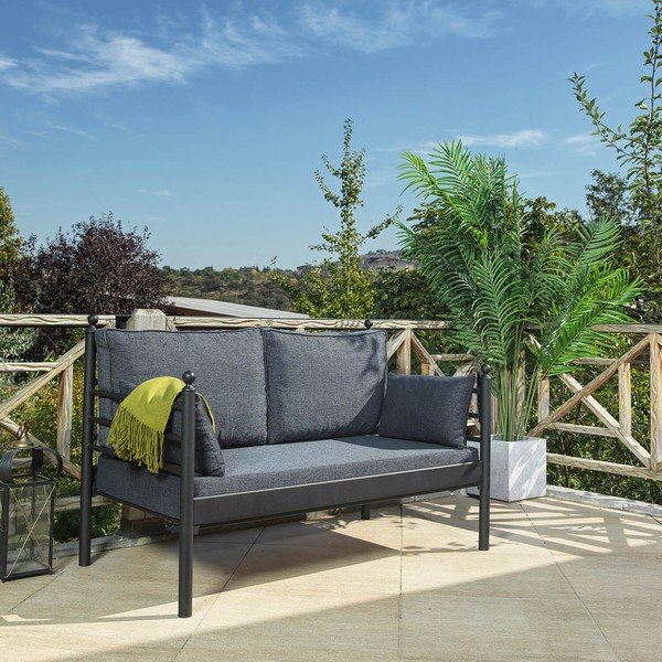 Divano da giardino in metallo grigio Manyas - Floriane Garden-image-1