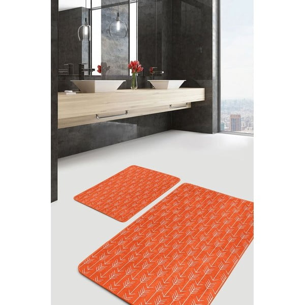 Set di tappetini per il bagno color terracotta in velluto 2 pz 60x100 cm – Mila Home-image-2