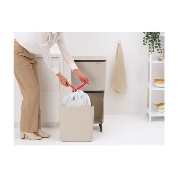 Cestino per la spazzatura grigio chiaro in plastica per raccolta differenziata 20+25 l SortUp Recycle Hi – Brabantia-image-3