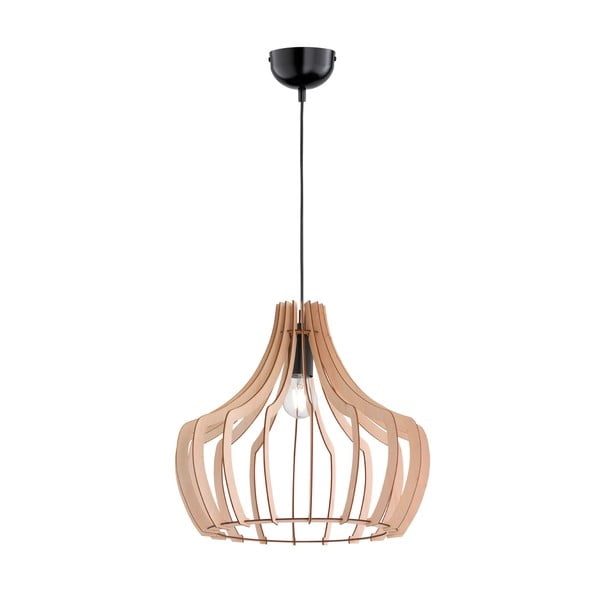 Lampada a sospensione marrone chiaro in legno e metallo Legno, altezza 150 cm - Trio