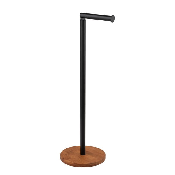 Porta carta igienica in acciaio nero-marrone Serro - Wenko-image-1