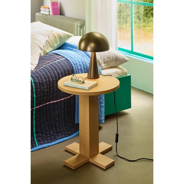 Tavolino rotondo con effetto rovere ø 45 cm Koohi – Hübsch-image-1