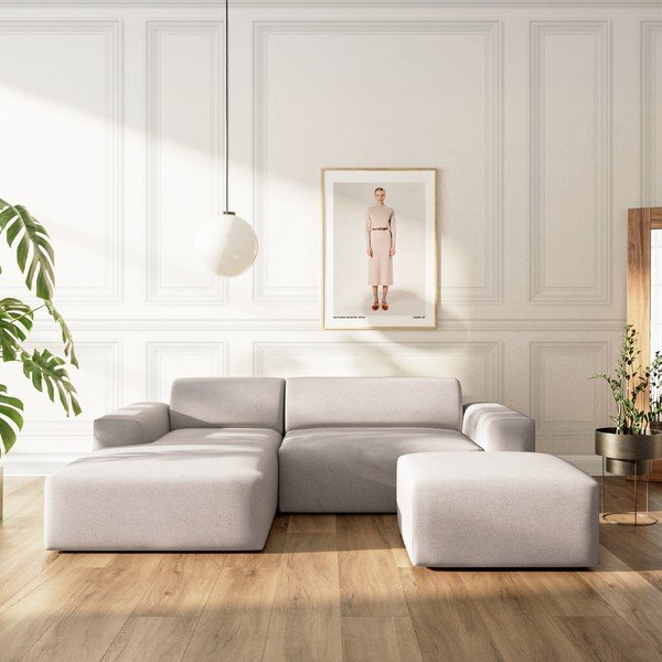 Poggiapiedi grigio rivestito in velluto Villet – Rodier-image-1