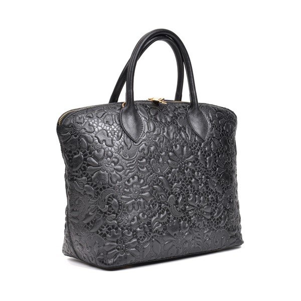 Borsa in pelle nera Bloom Nero - Anna Luchini-image-2
